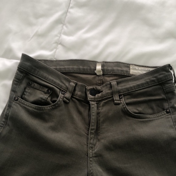 Rag & Bone the skinny pants olive drab green with pockets zipper front - Picture 7 of 9